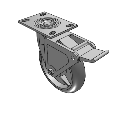 4 Series 2 Inch Wide Top Plate Swivel Caster with 8 x 2 Performa Rubber (Round) Wheel and Tech Lock Brake
