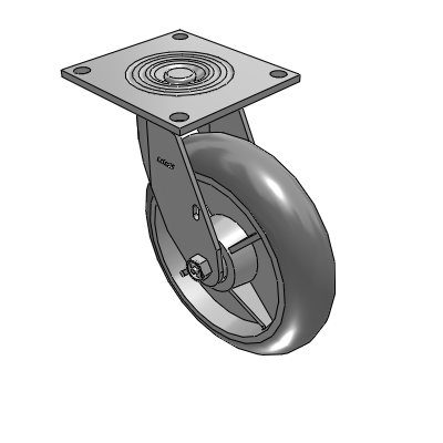 4 Series 2 Inch Wide Top Plate Swivel Caster with 8 x 2 Performa Rubber (Round) Wheel