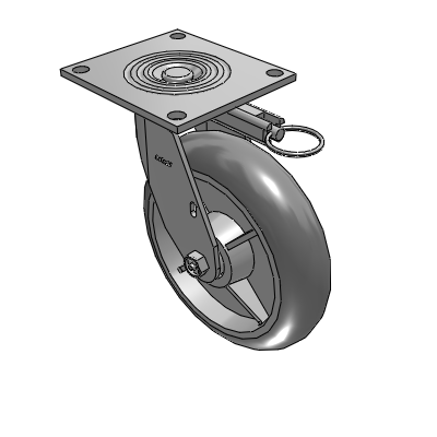 4 Series 2 Inch Wide Top Plate Swivel Caster with 8 x 2 Performa Rubber (Round) Wheel