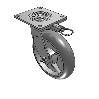 4 Series 2 Inch Wide Top Plate Swivel Caster with 8 x 2 Performa Rubber (Round) Wheel
