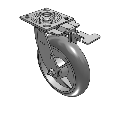 4 Series 2 Inch Wide Top Plate Swivel Caster with 8 x 2 Performa Rubber (Round) Wheel