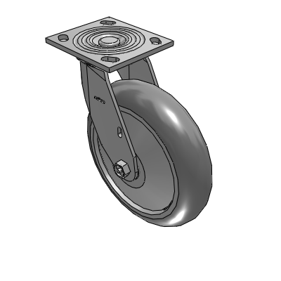 4 Series 2 Inch Wide Top Plate Swivel Caster with 8 x 2 Performa Rubber (Round) Wheel