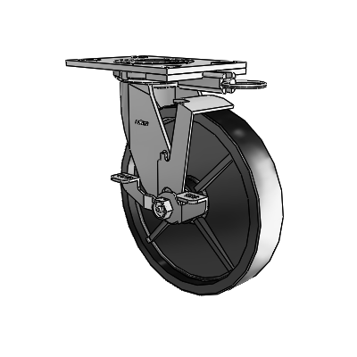 4 Series 1 1/2" Casters Top Plate Swivel Zinc with 8 x 1.5 Polyolefin Wheel and Top Lock Brake