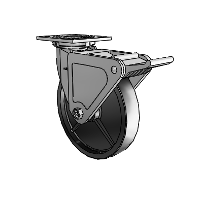4 Series 1 1/2" Casters Top Plate Swivel Zinc with 8 x 1.5 Polyolefin Wheel and Tech Lock Brake