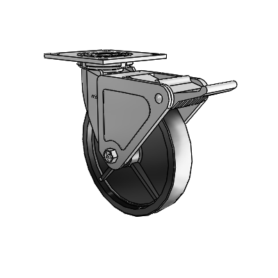 4 Series 1 1/2" Casters Top Plate Swivel Zinc with 8 x 1.5 Polyolefin Wheel and Tech Lock Brake