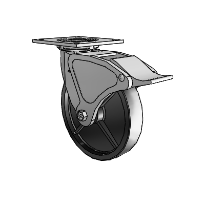 4 Series 1 1/2" Casters Top Plate Swivel Zinc with 8 x 1.5 Polyolefin Wheel and Total Lock Brake