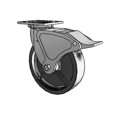 4 Series 2 Inch Wide Top Plate Swivel Caster with 8 x 2 Polyolefin Wheel and Total Lock Brake