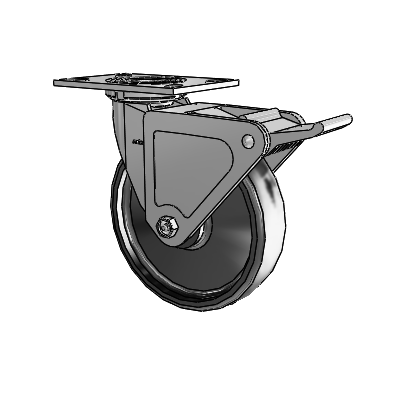 4 Series 2 Inch Wide Top Plate Swivel Caster with 8 x 2 Endura Solid Elastomer Wheel and Tech Lock Brake
