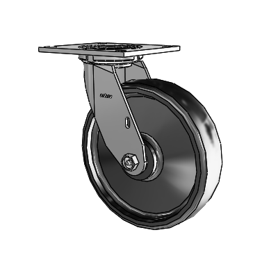 4 Series 2 Inch Wide Top Plate Swivel Caster with 8 x 2 Endura Solid Elastomer Wheel