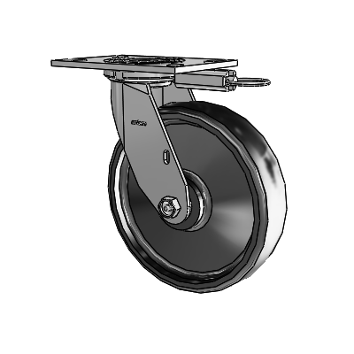 4 Series 2 Inch Wide Top Plate Swivel Caster with 8 x 2 Endura Solid Elastomer Wheel
