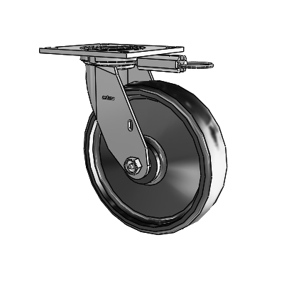 4 Series 2 Inch Wide Top Plate Swivel Caster with 8 x 2 Endura Solid Elastomer Wheel
