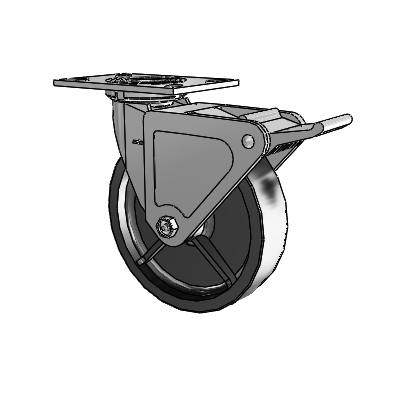 4 Series 2 Inch Wide Top Plate Swivel Caster with 8 x 2 Polyolefin Wheel and Tech Lock Brake