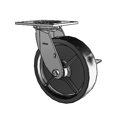 4 Series 2 Inch Wide Top Plate Swivel Caster with 8 x 2 Polyolefin Wheel and Side Lock Brake