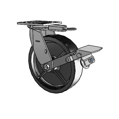 4 Series 2 Inch Wide Top Plate Swivel Caster with 8 x 2 Polyolefin Wheel and Tread Lock Brake