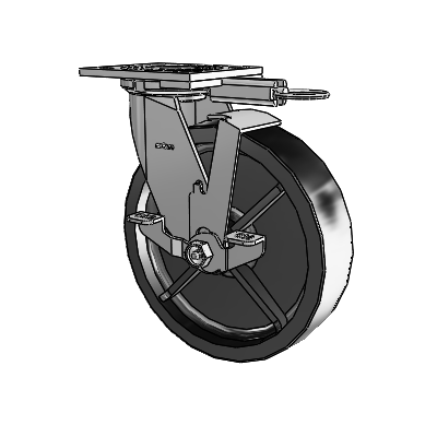 4 Series 2 Inch Wide Top Plate Swivel Caster with 8 x 2 Polyolefin Wheel and Top Lock Brake