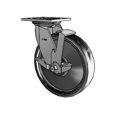 4 Series 2 Inch Wide Top Plate Swivel Caster with 8 x 2 Endura Solid Elastomer Wheel and Top Lock Brake