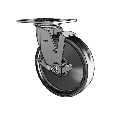 4 Series 2 Inch Wide Top Plate Swivel Caster with 8 x 2 Endura Solid Elastomer Wheel and Top Lock Brake