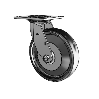4 Series 2 Inch Wide Top Plate Swivel Caster with 8 x 2 Endura Solid Elastomer Wheel