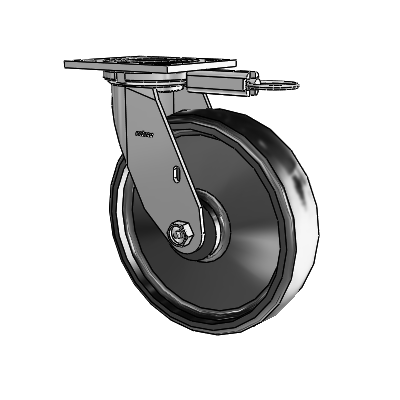 4 Series 2 Inch Wide Top Plate Swivel Caster with 8 x 2 Endura Solid Elastomer Wheel