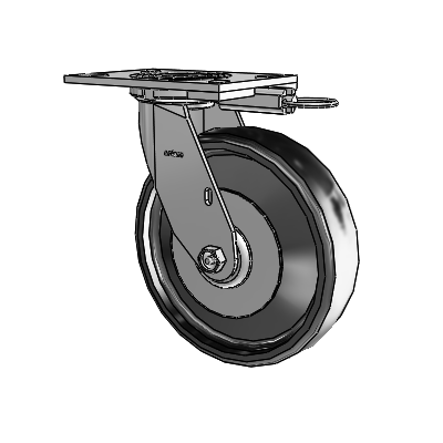 4 Series 2 Inch Wide Top Plate Swivel Caster with 8 x 2 Endura Solid Elastomer Wheel