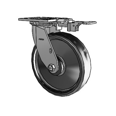 4 Series 2 Inch Wide Top Plate Swivel Caster with 8 x 2 Endura Solid Elastomer Wheel