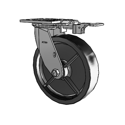 4 Series 2 Inch Wide Top Plate Swivel Caster with 8 x 2 Polyolefin Wheel