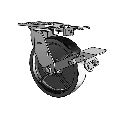 4 Series 2 Inch Wide Top Plate Swivel Caster with 8 x 2 Polyolefin Wheel and Tread Lock Brake