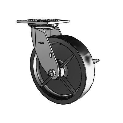 4 Series 2 Inch Wide Top Plate Swivel Caster with 8 x 2 Polyolefin Wheel and Side Lock Brake