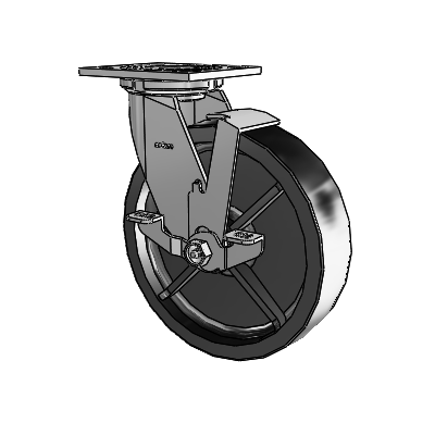 4 Series 2 Inch Wide Top Plate Swivel Caster with 8 x 2 Polyolefin Wheel and Top Lock Brake