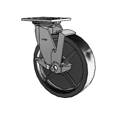 4 Series 2 Inch Wide Top Plate Swivel Caster with 8 x 2 Polyolefin Wheel and Top Lock Brake