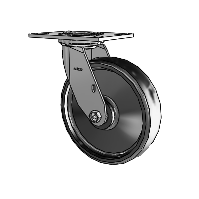 4 Series 2 Inch Wide Top Plate Swivel Caster with 8 x 2 Endura Solid Elastomer Wheel