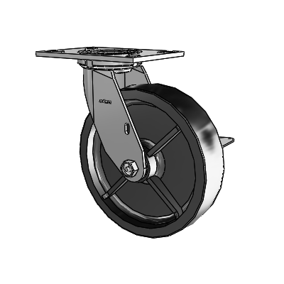 4 Series 2 Inch Wide Top Plate Swivel Caster with 8 x 2 Polyolefin Wheel and Side Lock Brake