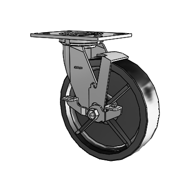 4 Series 2 Inch Wide Top Plate Swivel Caster with 8 x 2 Polyolefin Wheel and Top Lock Brake