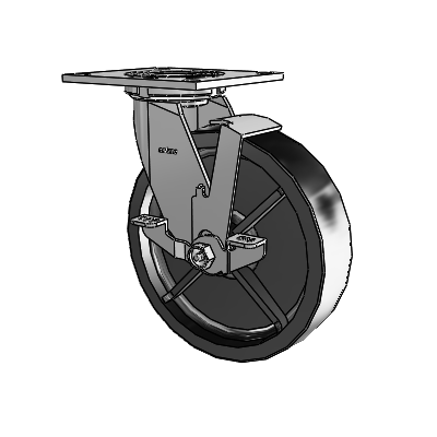 4 Series 2 Inch Wide Top Plate Swivel Caster with 8 x 2 Polyolefin Wheel and Top Lock Brake
