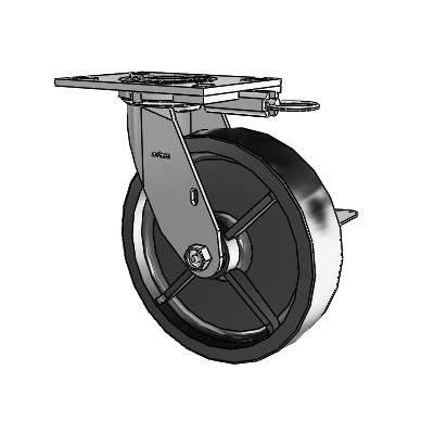 4 Series 2 Inch Wide Top Plate Swivel Caster with 8 x 2 Polyolefin Wheel and Side Lock Brake