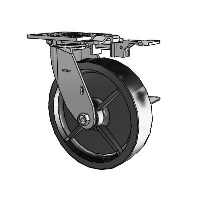 4 Series 2 Inch Wide Top Plate Swivel Caster with 8 x 2 Polyolefin Wheel and Side Lock Brake