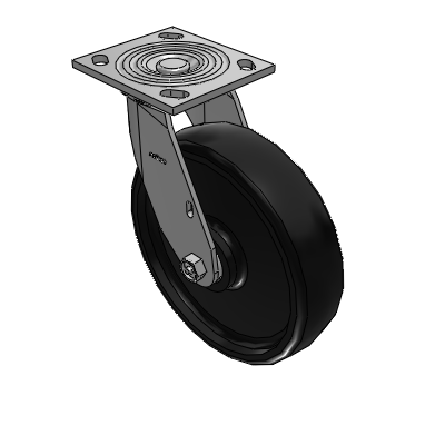 4 Series 2 Inch Wide Top Plate Swivel Caster with 8 x 2 Endura Solid Elastomer Wheel