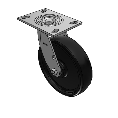 4 Series 2 Inch Wide Top Plate Swivel Caster with 8 x 2 Endura Solid Elastomer Wheel