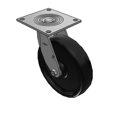 4 Series 2 Inch Wide Top Plate Swivel Caster with 8 x 2 Endura Solid Elastomer Wheel