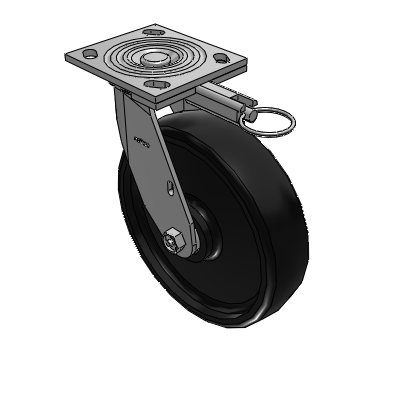 4 Series 2 Inch Wide Top Plate Swivel Caster with 8 x 2 Endura Solid Elastomer Wheel