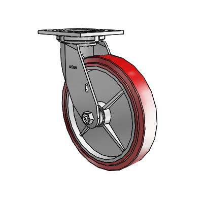 4 Series 1 1/2" Casters Top Plate Swivel Zinc with 8 x 1.5 Polyurethane HI-TECH Wheel