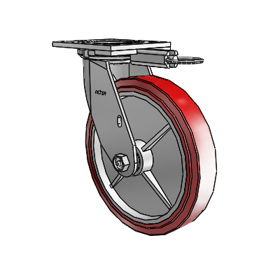 4 Series 1 1/2" Casters Top Plate Swivel Zinc with 8 x 1.5 Polyurethane HI-TECH Wheel