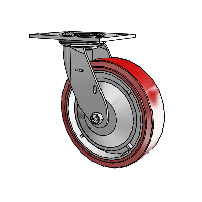 4 Series 2 Inch Wide Top Plate Swivel Caster with 8 x 2 Polyurethane HI-TECH Wheel