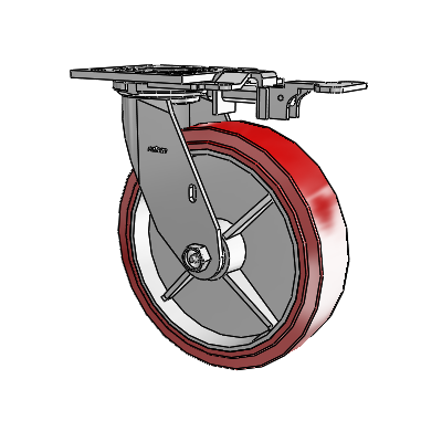 4 Series 2 Inch Wide Top Plate Swivel Caster with 8 x 2 Polyurethane HI-TECH Wheel