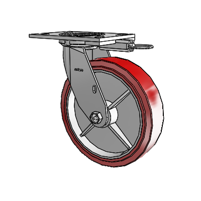4 Series 2 Inch Wide Top Plate Swivel Caster with 8 x 2 Polyurethane HI-TECH Wheel