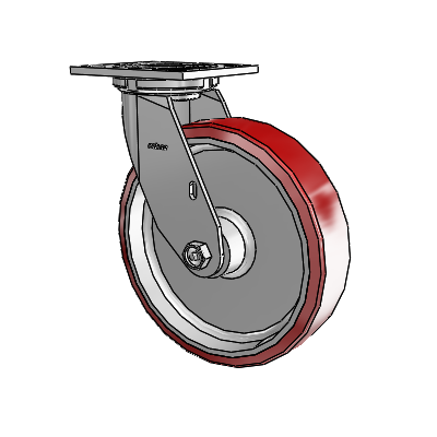 4 Series 2 Inch Wide Top Plate Swivel Caster with 8 x 2 Moldon Polyurethane (Aluminum Core) Wheel