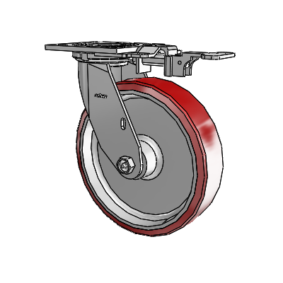 4 Series 2 Inch Wide Top Plate Swivel Caster with 8 x 2 Moldon Polyurethane (Aluminum Core) Wheel