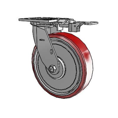 4 Series 2 Inch Wide Top Plate Swivel Caster with 8 x 2 Moldon Polyurethane (Aluminum Core) Wheel