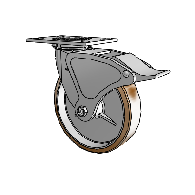 4 Series 2 Inch Wide Top Plate Swivel Caster with 8 x 2 Moldon Nylon (Aluminum Core) Wheel and Total Lock Brake