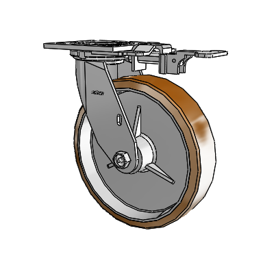 4 Series 2 Inch Wide Top Plate Swivel Caster with 8 x 2 Moldon Nylon (Aluminum Core) Wheel